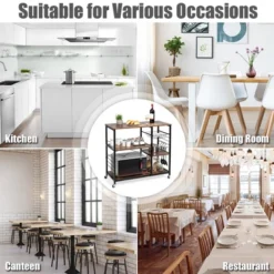 Costway Rolling Industrial Kitchen Baker's Rack Wood Black -Restaurant Furniture Store GUEST 6e834b4e 2341 42c5 b151 4157db2249cf