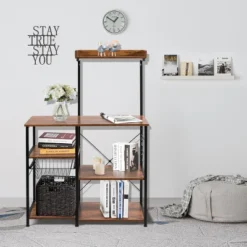 Costway 4-Tier Vintage Kitchen Baker's Rack Utility Microwave Stand W/ Basket & 5 Hooks 18 Costway 4-Tier Vintage Kitchen Baker's Rack Utility Microwave Stand W/ Basket & 5 Hooks -Restaurant Furniture Store GUEST 6f91a8b4 7336 4d48 92d8 a31479990f53