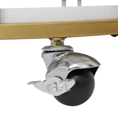 Pavillion 2 Tier Oval Bar Serving Cart Shelves With Glass Mirror Gold - Studio Designs 9 Pavillion 2 Tier Oval Bar Serving Cart Shelves With Glass Mirror Gold - Studio Designs - Image 7