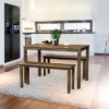 3pcs Dining Set Modern Studio Collection Table With 2 Benches Wood Legs Coffee -Restaurant Furniture Store GUEST 6fe19b78 60b3 44b4 b4a0 98268efc78ec