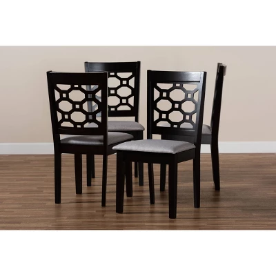 4pc Peter Fabric Upholstered And Wood Dining Chairs - Baxton Studio 6 4pc Peter Fabric Upholstered And Wood Dining Chairs - Baxton Studio - Image 4