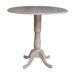 Nathaniel Round Dual Drop Leaf Pedestal Table Gray Taupe - International Concepts -Restaurant Furniture Store GUEST 730ea52f 7efb 47df 93ed 34b2e58b43e4