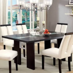 Stevenson Glass Insert Open Shelf W/Led Lights Dining Table Black - HOMES: Inside + Out