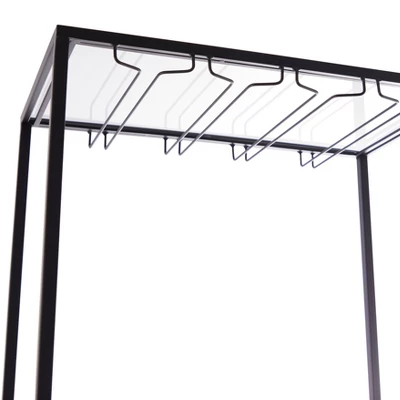 Modern Wood Standing Wine Rack Black - Olivia & May 5 Modern Wood Standing Wine Rack Black - Olivia & May - Image 3