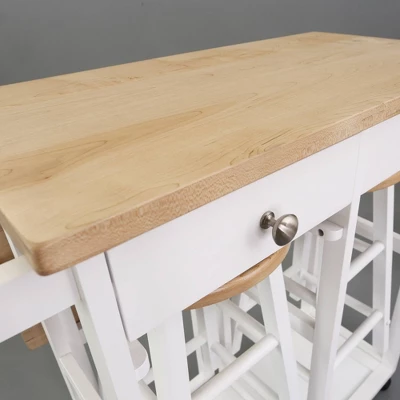 Square Hardwood Drop Leaf Table Top Breakfast Cart Natural/White - Flora Home 17 Square Hardwood Drop Leaf Table Top Breakfast Cart Natural/White - Flora Home - Image 15