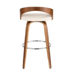 Set Of 2 Grotto Mid Century Modern Barstools Faux Leather Walnut/Cream - LumiSource -Restaurant Furniture Store GUEST 751ff13a ff4f 4a09 b591 3b39d1265a9e