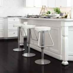 22" Nostalgic Plush Adjustable Barstool White - ZM Home -Restaurant Furniture Store GUEST 7531f6f8 7c66 4b91 9d1e 9a0c1d8f9a80