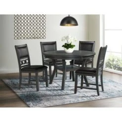 5pc Taylor Standard Height Dining Set And 4 Faux Leather Side Chairs Gray - Picket House Furnishings