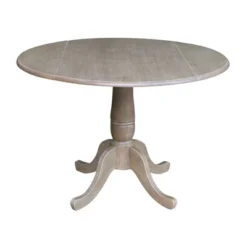Nathaniel Round Dual Drop Leaf Pedestal Table Gray Taupe - International Concepts -Restaurant Furniture Store GUEST 765b7806 9f3a 4d6f 8330 4b3098e50200