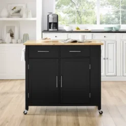 Full Savannah Wood Top Kitchen Island Cart Black/Natural - Crosley -Restaurant Furniture Store GUEST 76782465 91be 4b14 ad5e 4a0d8d3252c5
