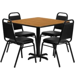 Emma And Oliver 36" Square Laminate X-Base Table Set With 4 Banquet Chairs -Restaurant Furniture Store GUEST 768ff15d a949 45e6 bee7 035b10be4154