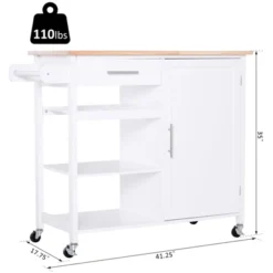 HOMCOM 4-Tier Rolling Kitchen Island Utility Trolley Serving Cart Kitchen Storage Cart W/ Butcher Block Countertop, Drawer -Restaurant Furniture Store GUEST 775ce6fc 8088 4365 9d17 8e41881e5e94