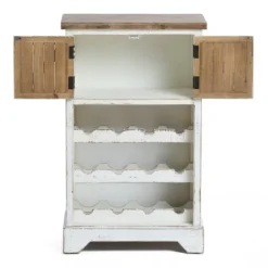 LuxenHome White And Natural Wood 2-Door Wine Cabinet -Restaurant Furniture Store GUEST 77ae31a9 3548 4673 bb10 3c584aa88ac6