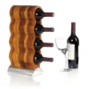 Nambe Handcrafted Acacia Wood Curvo Winery Rack With Alloy Metal Base Modern Design, Holds 4 Bottles, Brown Silver -Restaurant Furniture Store GUEST 783ff20d 87ee 461f baff e7b1c09e4e17