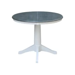 36" Dining Height Morse Round Top Pedestal Drop Leaf Dining Table White/Heather Gray - International Concepts