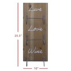 Three Bottle "Live Love Wine" Wood Wall Mount Wine Rack - Foreside Home & Garden -Restaurant Furniture Store GUEST 7a14ca98 208e 4881 a206 d2cc469f141e