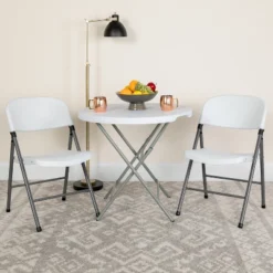 Emma And Oliver 2 Pack Home & Office 330 Lb. Capacity Foldable Plastic Chair