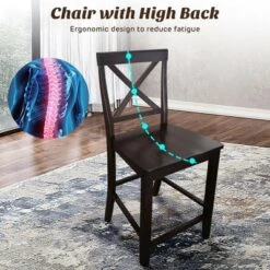 Costway Set Of 2 24'' Counter Height Barstools Kitchen Dining Chairs Rubber Wood Frame -Restaurant Furniture Store GUEST 7b04327e 93c4 4990 817d e34f19b0d5cd