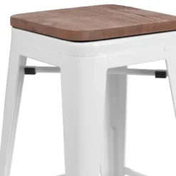 Merrick Lane Backless Metal Dining Stool With Wooden Seat For Indoor Use -Restaurant Furniture Store GUEST 7b429e21 b686 47cd 96ea 6eadf8f0abf8