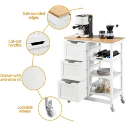 Yaheetech Rolling Kitchen Island Kitchen Cart With Cabinet & Drawer White -Restaurant Furniture Store GUEST 7b696097 7a94 4a65 9686 3cf251795763