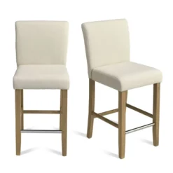 26" Portland Upholstered Counter Height Barstool Wood(Set Of 2) -The Pop Maison