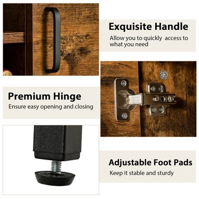 Costway Industrial Kitchen Buffet Sideboard 2-Door Console Table W/Open Shelf Wine Rack 10 Costway Industrial Kitchen Buffet Sideboard 2-Door Console Table W/Open Shelf Wine Rack - Image 8