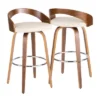 Set Of 2 Grotto Mid Century Modern Barstools Faux Leather Walnut/Cream - LumiSource -Restaurant Furniture Store GUEST 7ba11ebc 4d6c 4afb bfee f8c9d187e467