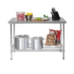 Commercial Grade Nsf Stainless Steel Top Work Table Chrome - Seville Classics -Restaurant Furniture Store GUEST 7d3bd31a 48ec 4ea1 bc84 00918e6e080b