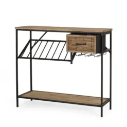 Boster Boho Industrial 8 Bottle Wine Rack Console Table With Storage Natural/Black - Christopher Knight Home -Restaurant Furniture Store GUEST 7d84e1f0 712a 48e2 9756 b281cb51fe61