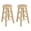 PJ Wood Classic Round-Seat 24" Tall Kitchen Counter Stools For Homes, Dining Spaces, And Bars With Backless Seats, 4 Square Legs, Natural (Set Of 8) -Restaurant Furniture Store GUEST 7e612e2f 64db 4e7e 90d5 8717431acd42
