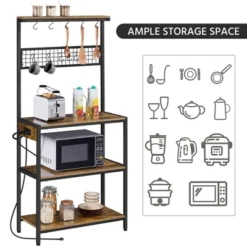 Yaheetech 67.5" H Baker’s Rack With Power Outlet For Kitchen Storage, Rustic Brown -Restaurant Furniture Store GUEST 7ea24def 693a 4235 b51c 4dd89ae00bdd