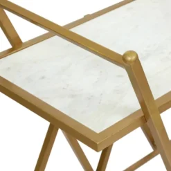 Chaves Handcrafted Modern Glam Marble Bar Cart Gold/White - Christopher Knight Home -Restaurant Furniture Store GUEST 7fab0408 3f57 4b52 b7e4 ff940d5febe2