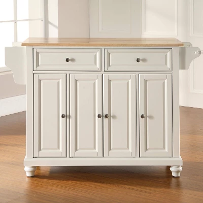 Cambridge Natural Wood Top Kitchen Island White - Crosley 3 Cambridge Natural Wood Top Kitchen Island White - Crosley