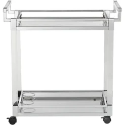 Studio 55D Rossi 32 3/4" Wide Clear Acrylic And Chrome Rolling Serving Bar Cart -Restaurant Furniture Store GUEST 82501817 180d 48e6 a113 47dad5dc21f9