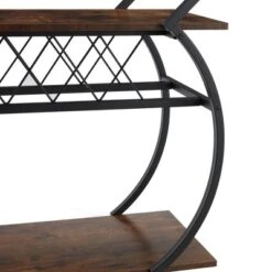 Jomeed Wood And Metal Portable Rolling Kitchen Bar Or Coffee Cart With 3 Bottle Horizontal Wine Rack With Handles And Lockable Casters, Gray Oak -Restaurant Furniture Store GUEST 834d33c9 f6ab 47f9 ad62 3b0ac4911bfc