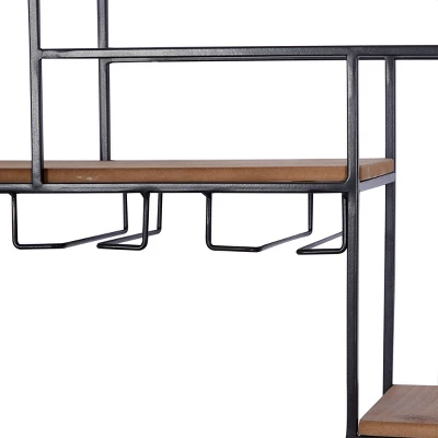 Metal Geometric 7 Bottle Wall Wine Rack With 5 Glass Holder Slots Black - Olivia & May 5 Metal Geometric 7 Bottle Wall Wine Rack With 5 Glass Holder Slots Black - Olivia & May - Image 3