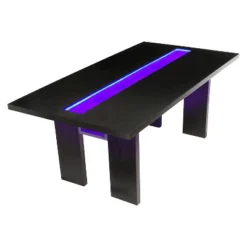 Stevenson Glass Insert Open Shelf W/Led Lights Dining Table Black - HOMES: Inside + Out -Restaurant Furniture Store GUEST 837dba47 327d 4d0a a2d2 b7f0c14bde99