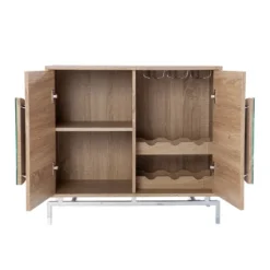 Befail Bar Cabinet With Wine Storage Natural/Chrome - Aiden Lane -Restaurant Furniture Store GUEST 83d10106 f4ea 4076 a617 2c16051e334e
