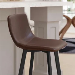Emma And Oliver Set Of Two 30" Modern Upholstered Barstools, Matte Metal Frames And Plastic Floor Glides -Restaurant Furniture Store GUEST 84abcc8f c9f6 4e84 abc2 9e3eee9100c4