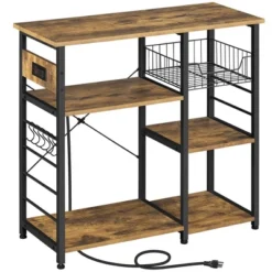 Yaheetech Vintage Kitchen Island Baker's Rack With Power Outlet Utility Microwave Stand -Restaurant Furniture Store GUEST 854a9814 926a 46cb b221 f970278fd6df