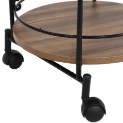 Sunnydaze Decor Sunnydaze Round Metal 3-Tier Bar Cart - Indoor Furniture With Wheels - Brown - 34.5” H -Restaurant Furniture Store GUEST 85f8ae59 3142 4ce0 857f 11f6ac223644