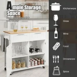 Costway Rolling Kitchen Cart Island Heavy Duty Storage Trolley Cabinet Utility White -Restaurant Furniture Store GUEST 86143d88 0177 4401 a3b5 bdced3ed682f