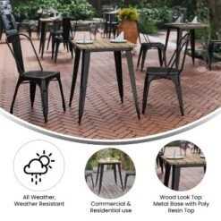 Merrick Lane Indoor/Outdoor Dining Table, 23.75" Square All Weather Poly Resin Top With Steel Base -Restaurant Furniture Store GUEST 8704efe1 0f33 4a45 8834 8a7d44ea0b03