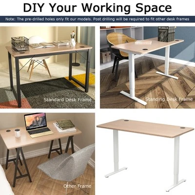 Costway 48'' Universal Tabletop For Standard & Sit To Stand Desk Frame WalnutNatural 7 Costway 48'' Universal Tabletop For Standard & Sit To Stand Desk Frame WalnutNatural - Image 5