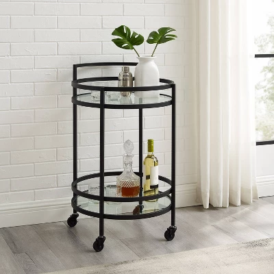 Bailey Round Bar Cart Matte Black - Crosley 3 Bailey Round Bar Cart Matte Black - Crosley