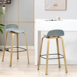 Costway Modern Set Of 4 Barstools 30inch Pub Chairs W/Low Back & Metal Legs Grey 12 Costway Modern Set Of 4 Barstools 30inch Pub Chairs W/Low Back & Metal Legs Grey -Restaurant Furniture Store GUEST 89e82eb4 7e42 4d2d 88b1 84fb4d575aab