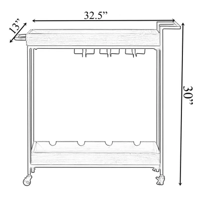 Vintiquewise Metal Wine Bar Serving Cart With Rolling Wheels, Wine Rack, And Glass Holder 5 Vintiquewise Metal Wine Bar Serving Cart With Rolling Wheels, Wine Rack, And Glass Holder - Image 3