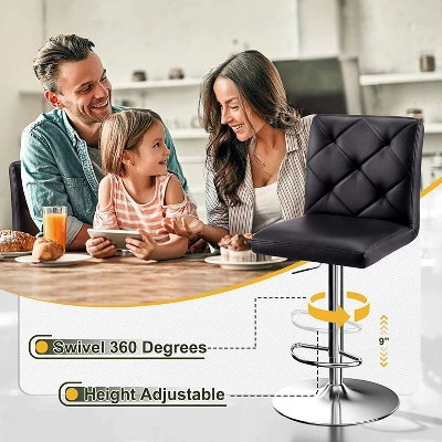 Hywela Bar Stools, Modern PU Leather Adjustable Swivel Barstools, Armless Kitchen Island Counter Bar Stools With Bigger Base, Set Of 2,Comfy- The Pop Home 6 Hywela Bar Stools, Modern PU Leather Adjustable Swivel Barstools, Armless Kitchen Island Counter Bar Stools With Bigger Base, Set Of 2,Comfy- The Pop Home - Image 4