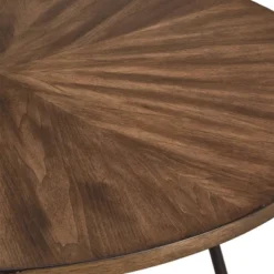 42" Leonard Round Dining Table With Black Iron Legs Walnut Finish - Inspire Q -Restaurant Furniture Store GUEST 8a94db71 3ec7 40a8 b4ed b7291adb4363