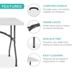 Best Choice Products 6ft Plastic Folding Table, Indoor Outdoor Heavy Duty Portable W/ Handle, Lock For Picnic -Restaurant Furniture Store GUEST 8ac0bb15 61ae 4e5f b124 ea98e256235b